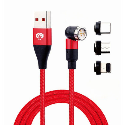 monkeytec 3 in 1 magnetisches ladekabel mit datenubertragung 540 drehbar fur iphone micro usb usb c – Seitenansicht – Produktbild von Soundmaxx Online