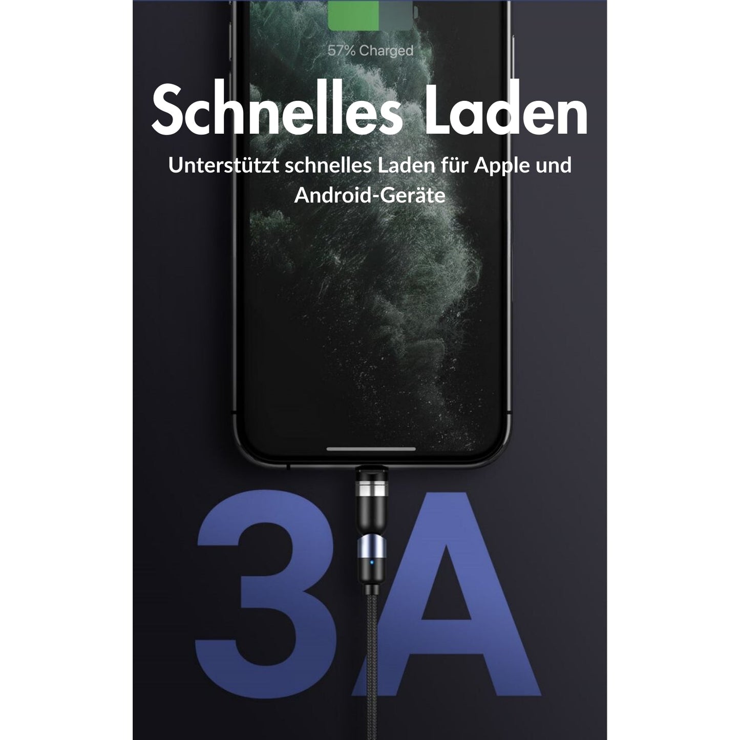 monkeytec 3 in 1 magnetisches ladekabel mit datenubertragung 540 drehbar fur iphone micro usb usb c – Ansicht 5 – Produktbild von Soundmaxx Online