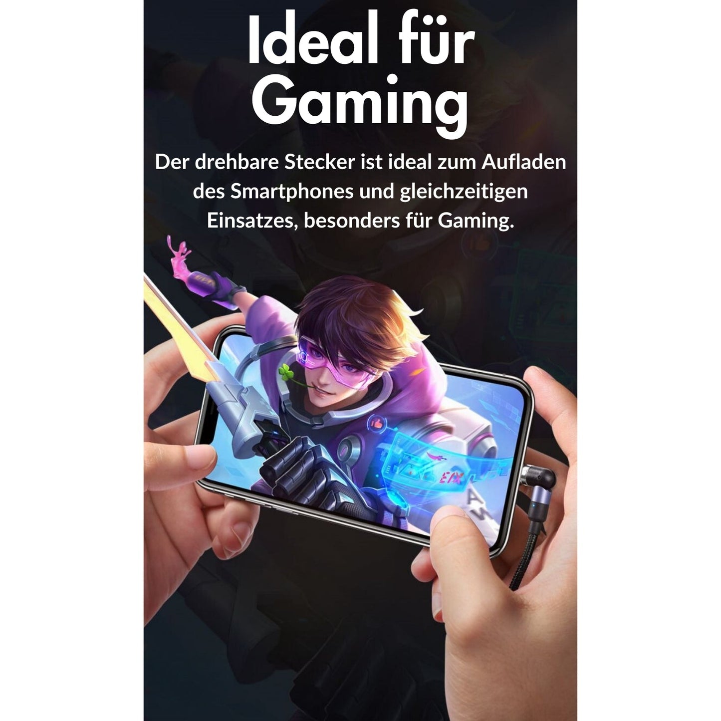 monkeytec 3 in 1 magnetisches ladekabel mit datenubertragung 540 drehbar fur iphone micro usb usb c – Ansicht 8 – Produktbild von Soundmaxx Online