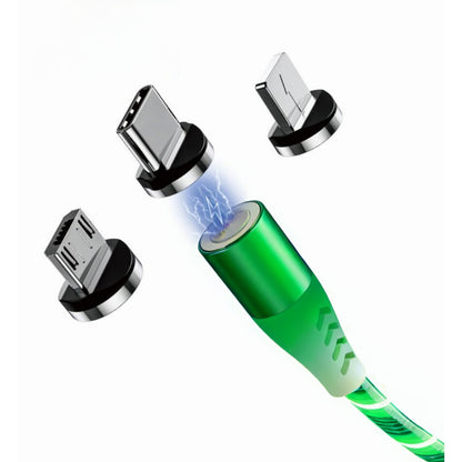 MonkeyTEC 3-in-1 magnetische oplaadkabel met verlichting, snellaadfunctie en gegevensoverdracht voor iPhone/MicroUSB/USB-C – vooraanzicht – productafbeelding van Soundmaxx Online
