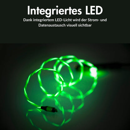 monkeytec 3-in-1 magnetische oplaadkabel met LED-verlichting en gegevensoverdracht voor iPhone micro USB USB-C – close-up – productafbeelding van Soundmaxx Online