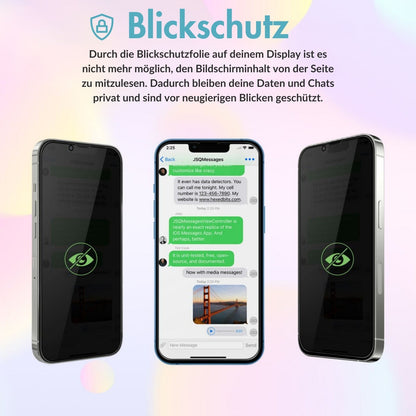 monkeytec 3 stuks privacyfolie apple iphone met aanbrenghulp h9 schermbeschermer privacy – detailopname – productafbeelding van Soundmaxx Online