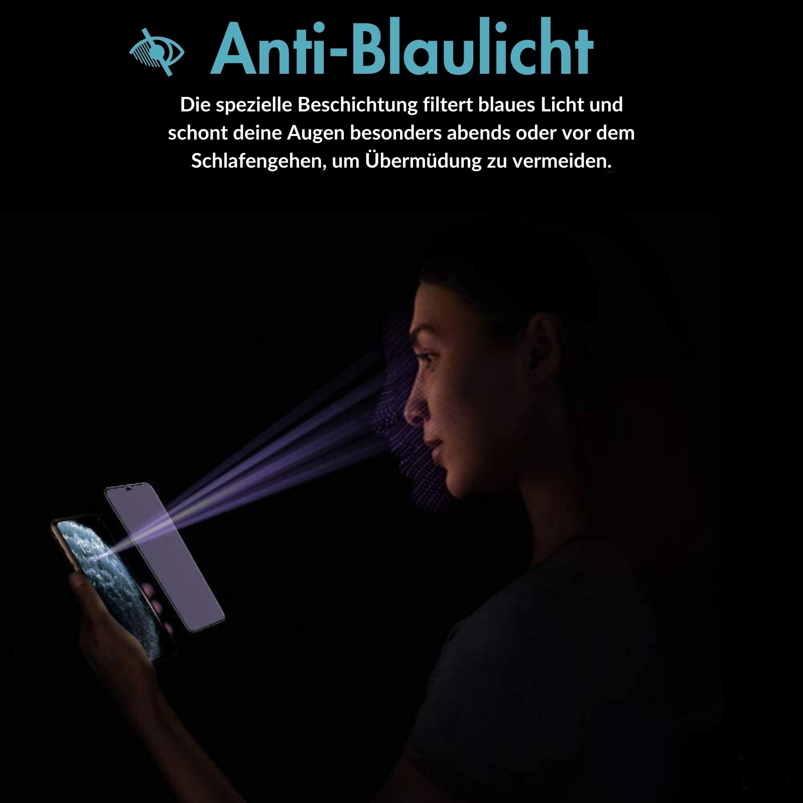 monkeytec 3 stuck displayschutzfolie anti blaulicht anti grunlicht blendschutz empfindliche beanspruchte augen apple iphone harte h9 – Rückansicht – Produktbild von Soundmaxx Online