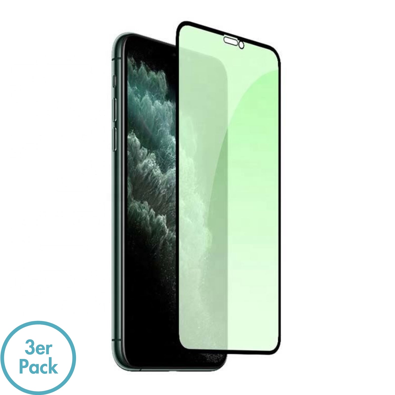 MonkeyTEC 3er-Set Displayschutzfolie 9H Augenschutz Anti-Blaulicht Anti-UV-Licht für empfindliche beanspruchte Augen ideal für Kinder Apple iPhone – Frontansicht – Produktbild von Soundmaxx Online