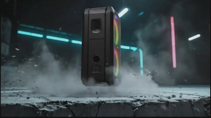 DENVER BPS-458 – Karaoke Bluetooth-Partylautsprecher Akku mit LED-Lichteffekten und Funk Mikrofon, 1000W max. (100W RMS)