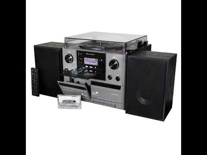 Soundmaster MCD5600 stereoset met platenspeler, DAB+, dubbele cassette, cd-speler, USB, MP3, Bluetooth, codering, digitalisering, 75 Ohm antenneaansluiting