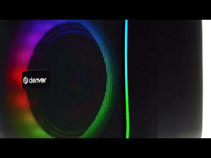 DENVER BPS-165 – Kompakter Bluetooth-Partylautsprecher mit LED-Lichteffekten, Fernbedienung