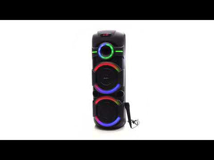 Denver BPS-457 – Leistungsstarker Bluetooth-Party-Lautsprecher mit LED-Lichteffekten, Akku & Mikrofon für Sound, Stimmung und mobile Events, 400W (40 RMS)
