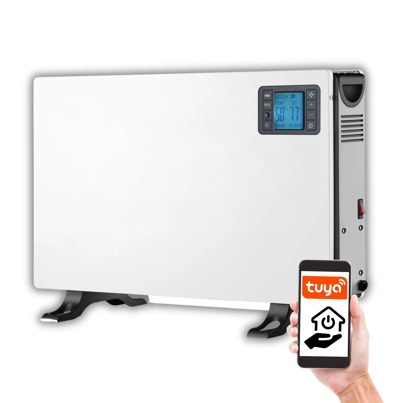 Denver SCH-2105 – Smarter Wi-Fi Konvektorheizer mit TUYA  App- & Sprachsteuerung, 3 Heizstufen, Timer, Turbo-Modus und effizientem Heizen nur nach Bedarf für geringere Energiekosten – Frontansicht – Produktbild von Soundmaxx Online