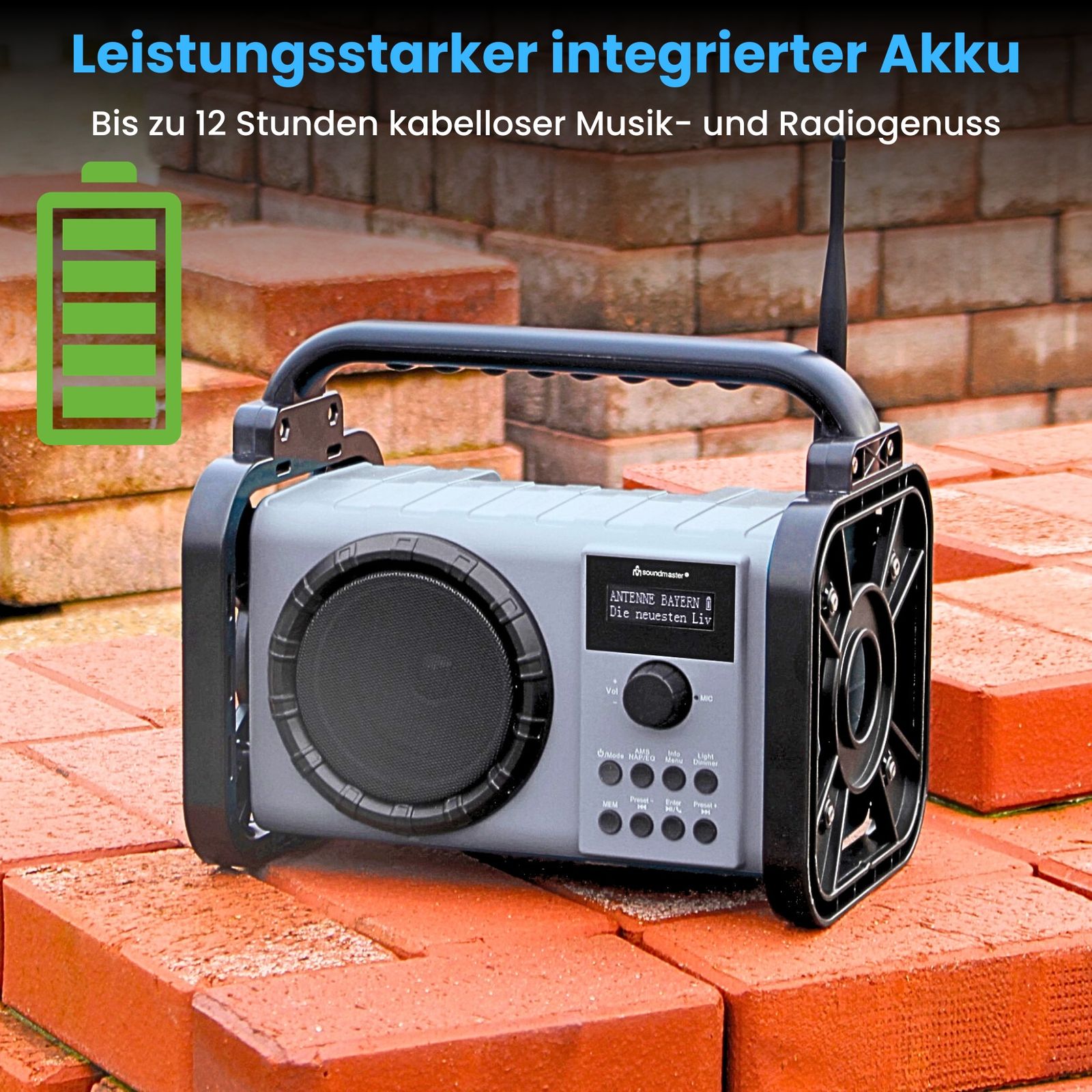 Soundmaster DAB80SG Baustellenradio Gartenradio
