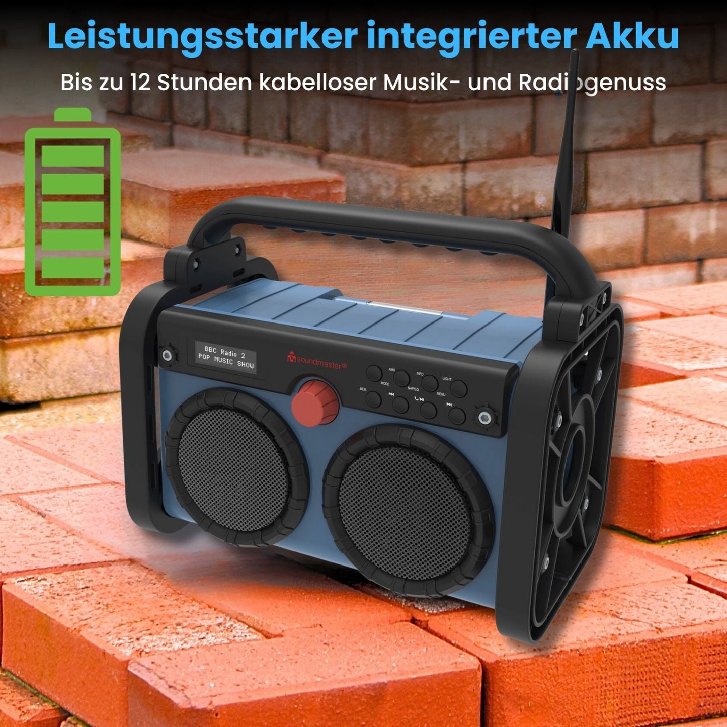 Soundmaster DAB85BL Stereo Baustellenradio Gartenradio