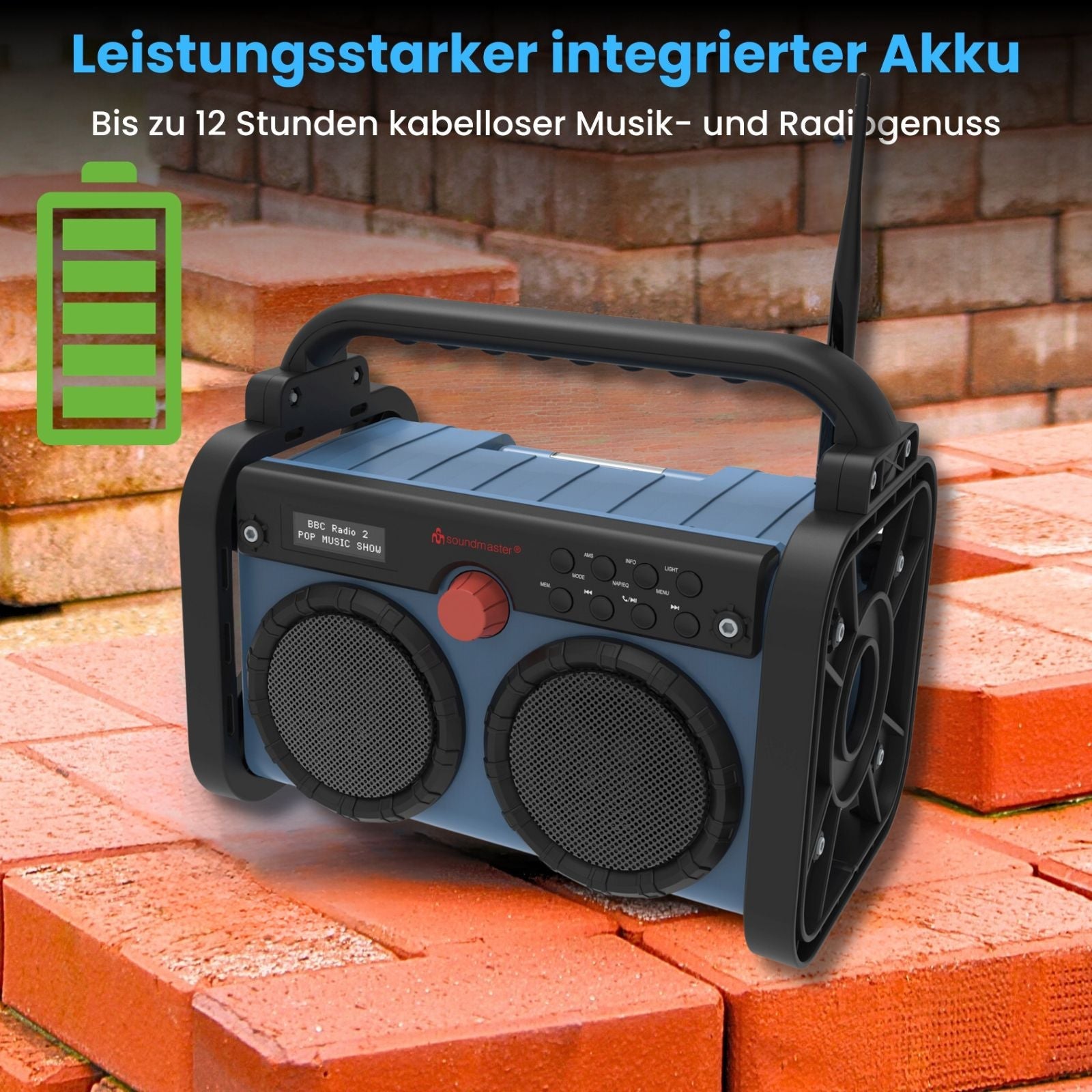 Soundmaster DAB85BL Stereo Baustellenradio Gartenradio