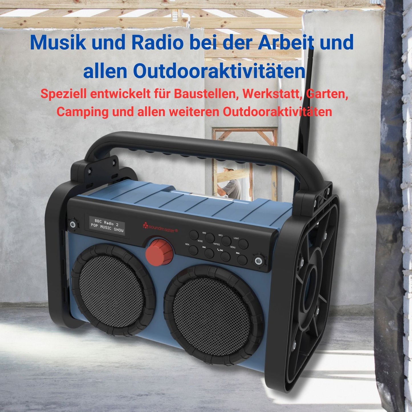 Soundmaster DAB85BL Stereo Baustellenradio Gartenradio