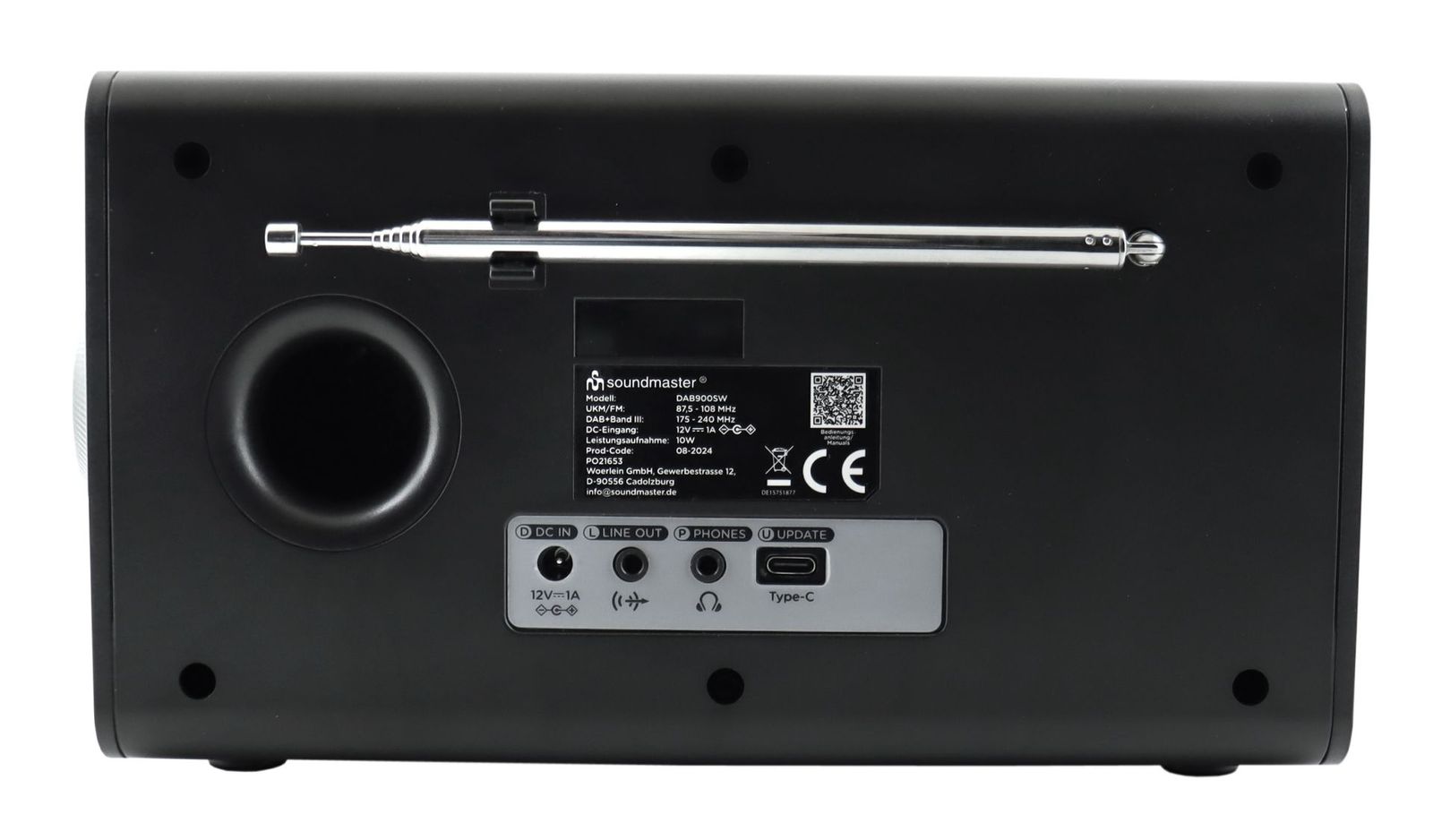 soundmaster dab900 digitalradio mit dab ukw fm bluetooth wecker – Rückansicht – Produktbild von Soundmaxx Online