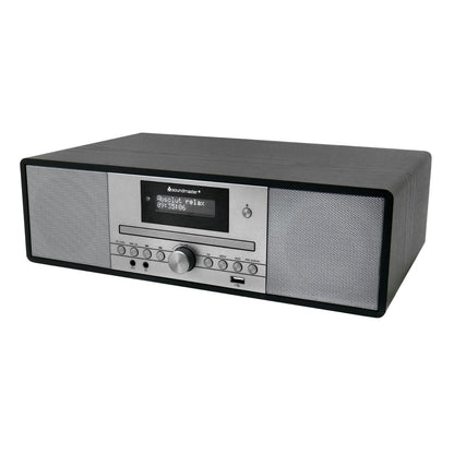 Soundmaster DAB980SW Stereo Kompaktanlage DAB+/UKW, CD‑MP3, USB & Bluetooth mit Weck‑ & Hörbuchfunktion – Frontansicht – Produktbild von Soundmaxx Online