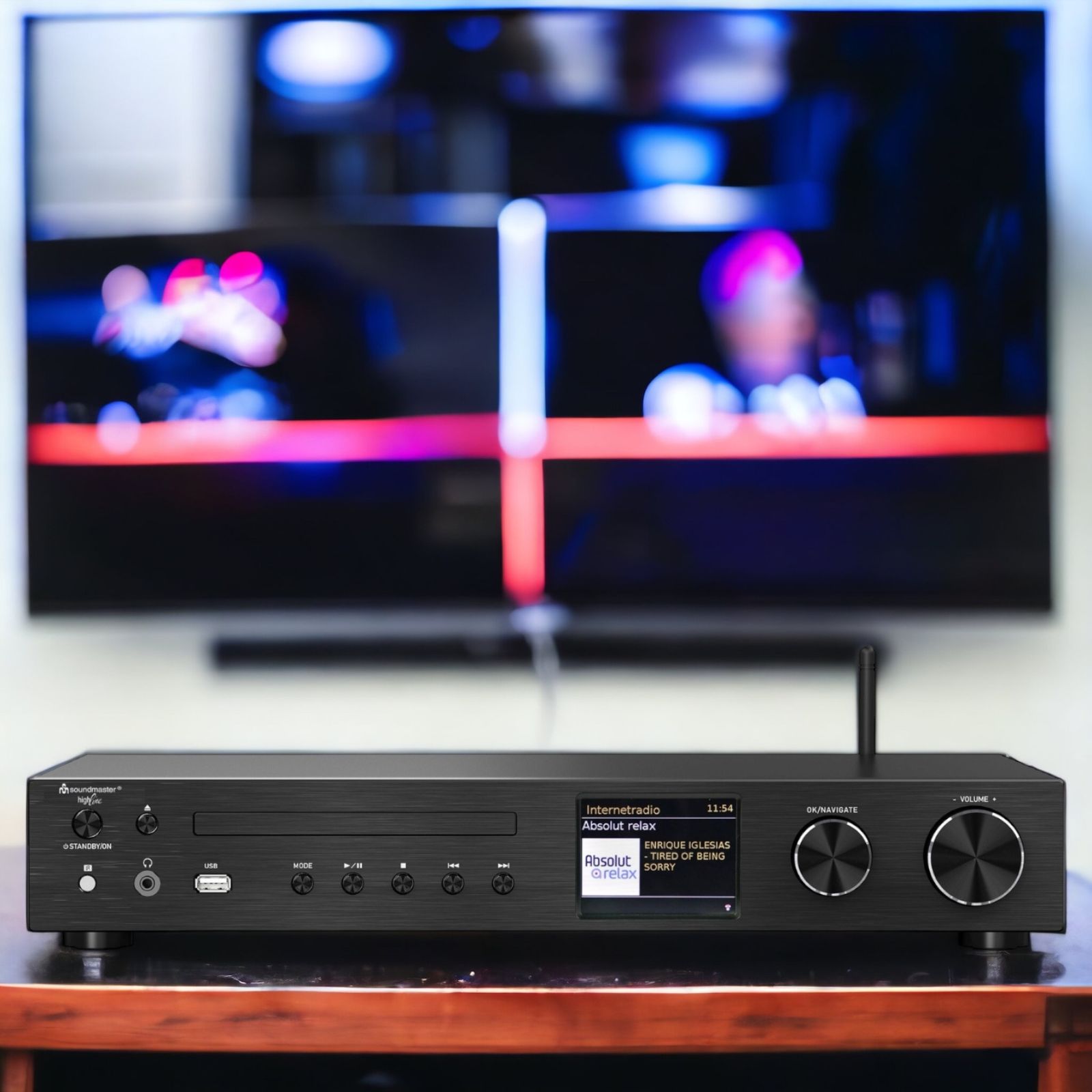 soundmaster icd4350sw hifi stereoanlage audio system internetradio wlan 2 4 5ghz lan anschluss dab cd player usb mp3 app steuerung rca optischer eingang tv – Rückansicht – Produktbild von Soundmaxx Online