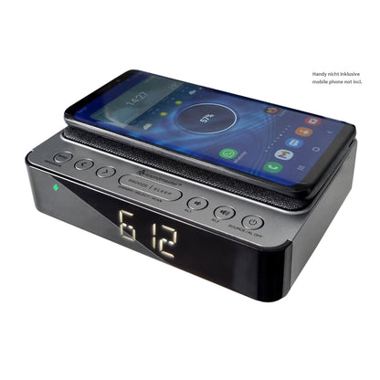 Soundmaster HighLine UR250AN Radiowecker, DAB+ und UKW, kabelloses Laden für Handy, Nachtlicht mit 3 Stufen, 2 Weckzeiten.