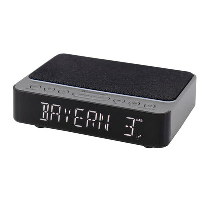 Soundmaster UR250AN DAB+ Radiowecker mit kabelloser 5W Ladefläche für Smartphone, Nachtlicht und dimmbarem Display.