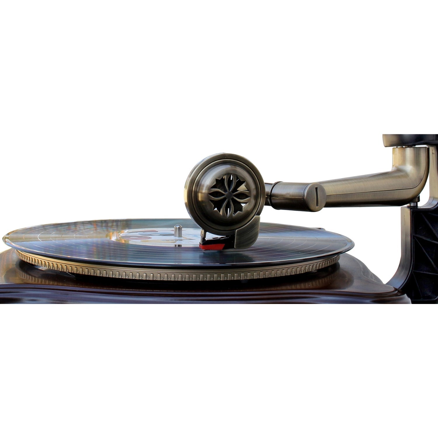 soundmaster nr917 retro grammophon mit plattenspieler rucklaufer – Detailaufnahme – Produktbild von Soundmaxx Online