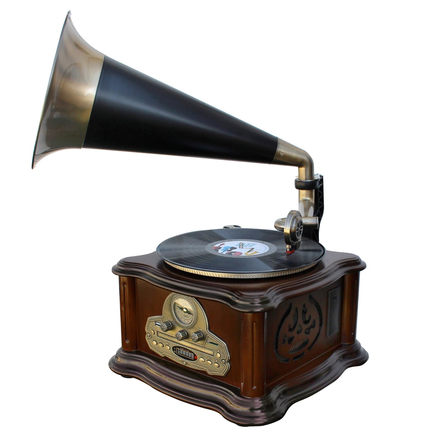 Soundmaster NR917 Retro Grammophon mit Plattenspieler - RÜCKLÄUFER – Frontansicht – Produktbild von Soundmaxx Online