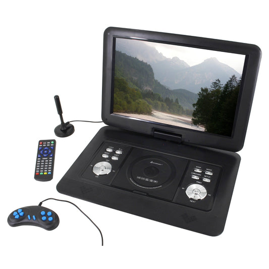 Soundmaster PDB1600SW tragbarer DVD-Player mit DVB-T2 HD-Tuner und 15.4" TFT Bildschirm inkl. 300 Spielen – Frontansicht – Produktbild von Soundmaxx Online