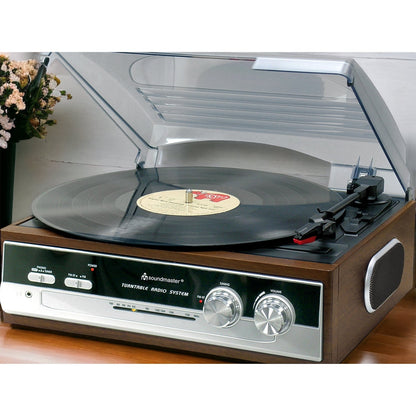 soundmaster pl186h plattenspieler radio eingebaute lautsprecher kopfhorerbuchse retro nostalgie – Seitenansicht – Produktbild von Soundmaxx Online