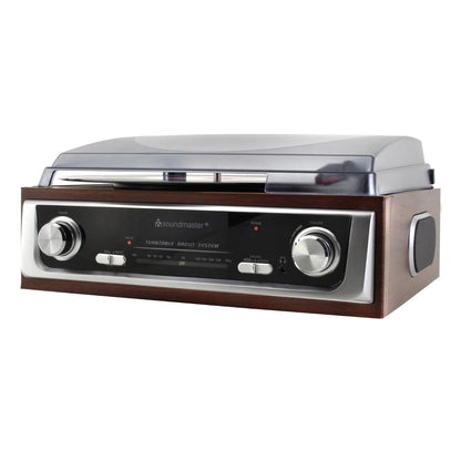 soundmaster pl196h plattenspieler radio eigebaute lautsprecher kopfhorerbuchse retro nostalgie – Rückansicht – Produktbild von Soundmaxx Online