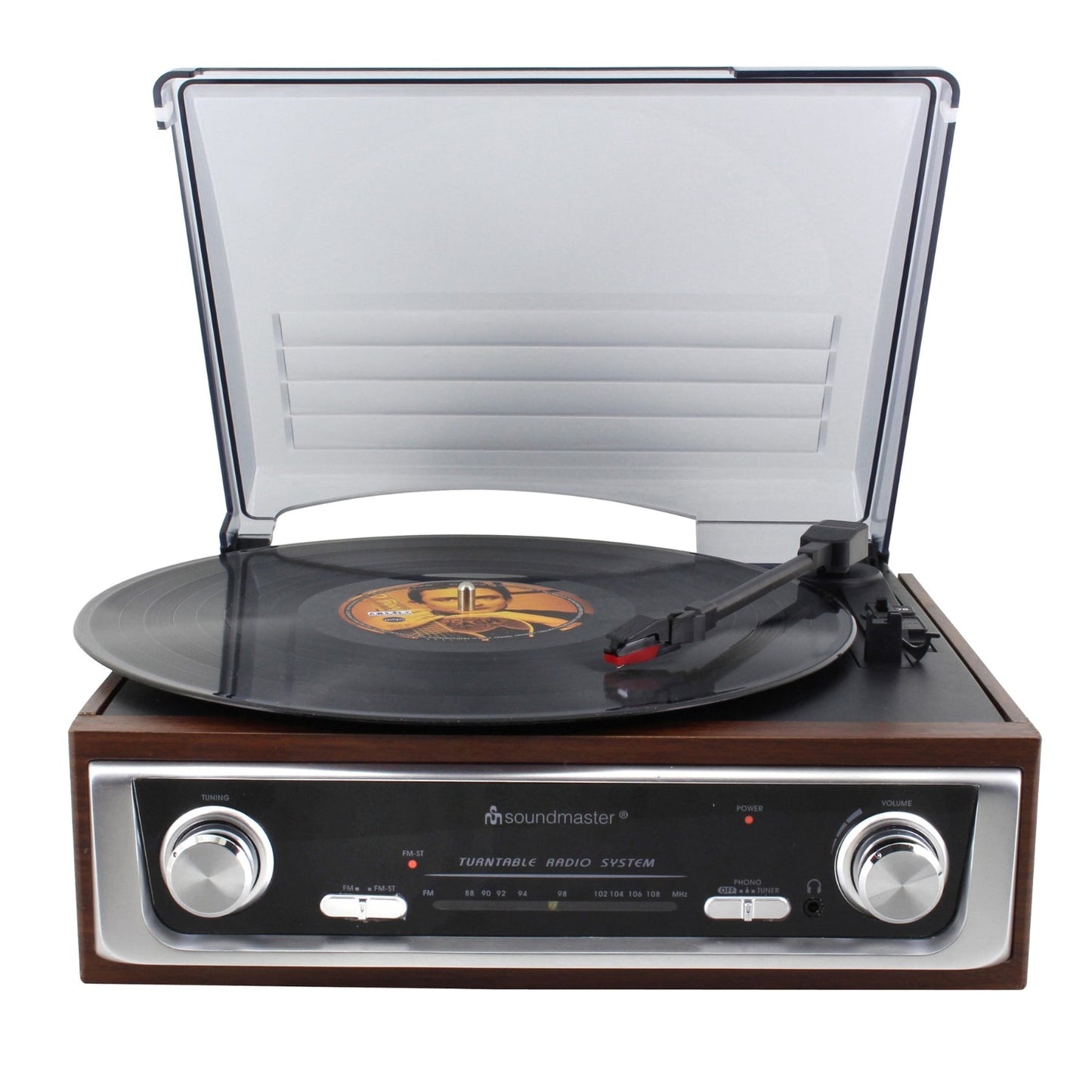 soundmaster pl196h plattenspieler radio eigebaute lautsprecher kopfhorerbuchse retro nostalgie – Seitenansicht – Produktbild von Soundmaxx Online