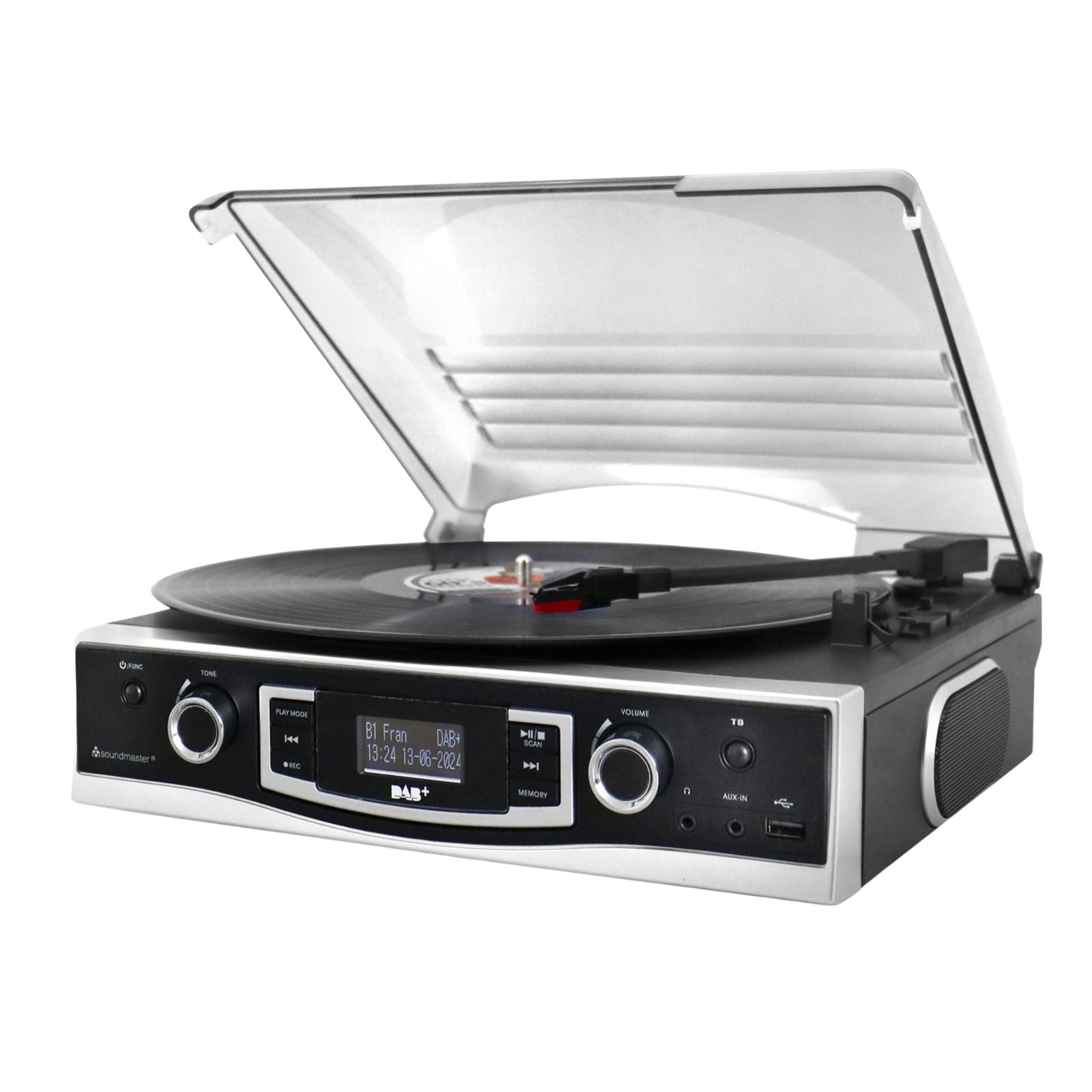 Soundmaster PL590SW Plattenspieler DAB+ Radio eingebaute